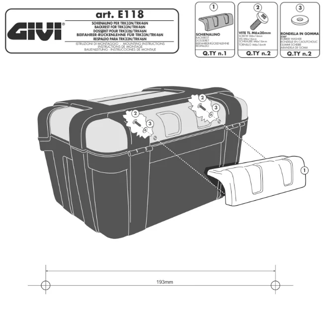 Givi - Trekker Case Backrest - Image 2