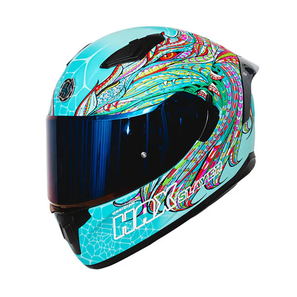 Hax Gear - Obsidian Alebrije Dragon Slayer Turquoise Helmet